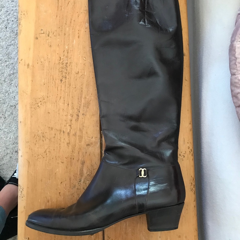 Vintage Salvatore Ferragamo Knee High Leather Boot